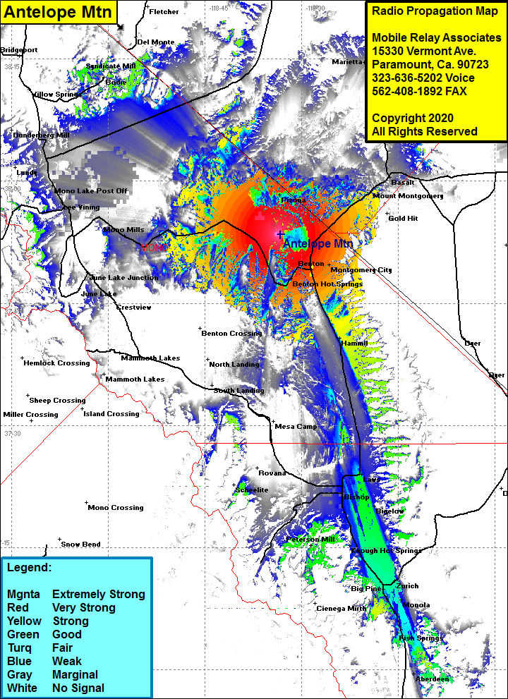 heat map radio coverage Antelope Mtn